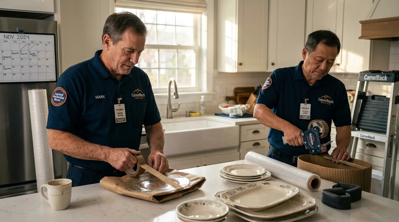 Professional crew packing kitchen dishware in Johnstown, CO
